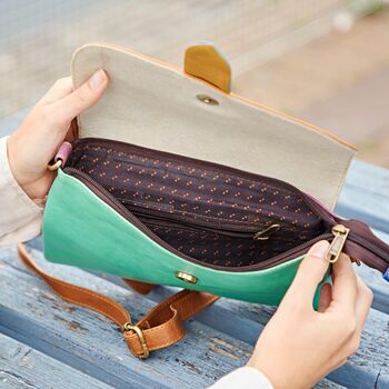 Priya Recycled Leather Multicoloured Crossbody Bag, 3 of 6