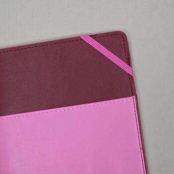 Vegan Leather Pocket Journal Burgundy And Pink, 2 of 5