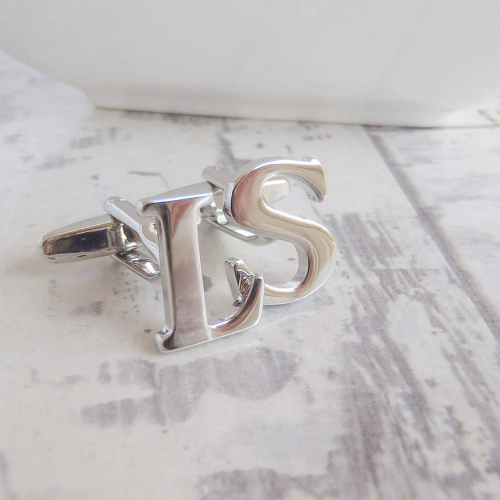 Silver Plated Initial Cufflinks, 1 of 5