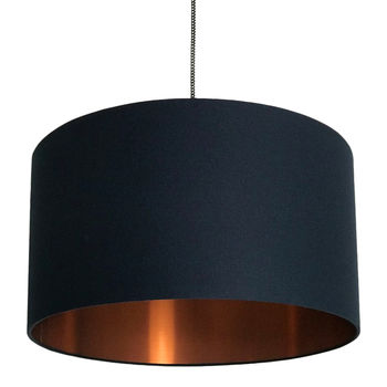 Deep Space Navy Lampshades With Copper Or Gold Lining, 3 of 11