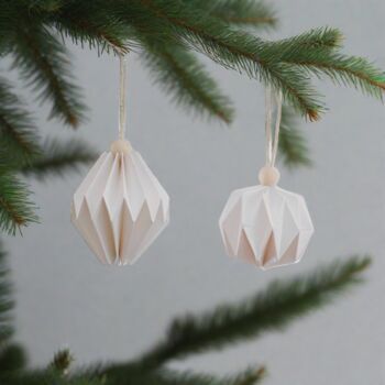 Three White Paper Origami Christmas Tree Decorations, 9 of 9