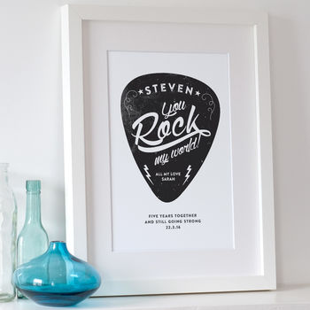 Personalised 'You Rock My World' Guitar Pick Print, 7 of 12