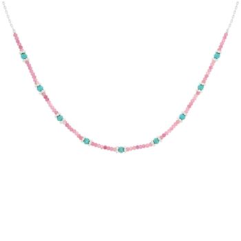 Syros Pink Tourmaline Turquoise Gemstone Necklace, 2 of 5