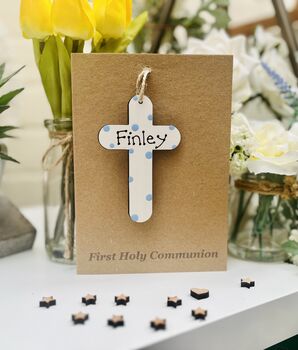 Personalised Christening Cross Wooden Keepsake Card, 3 of 3