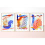 Blue And Orange Abstract Leaf Art Print, thumbnail 8 of 12