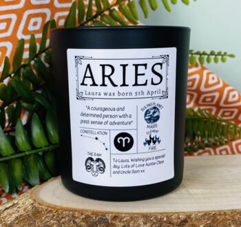 Personalised Aries Horoscope Star Sign Candle, 2 of 11