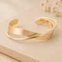 Adjustable Gold Plated Open Crossover Cuff Bangle, thumbnail 1 of 9