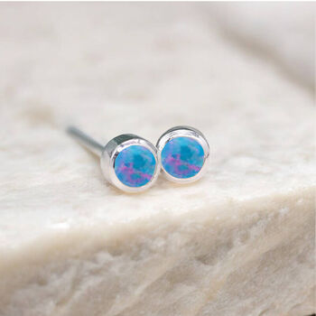 Mini Sterling Silver Aegean Opal Stud Earrings, 7 of 12