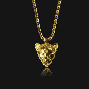 18k Gold Plated Lioness Head Charm Pendant Necklace, 2 of 7