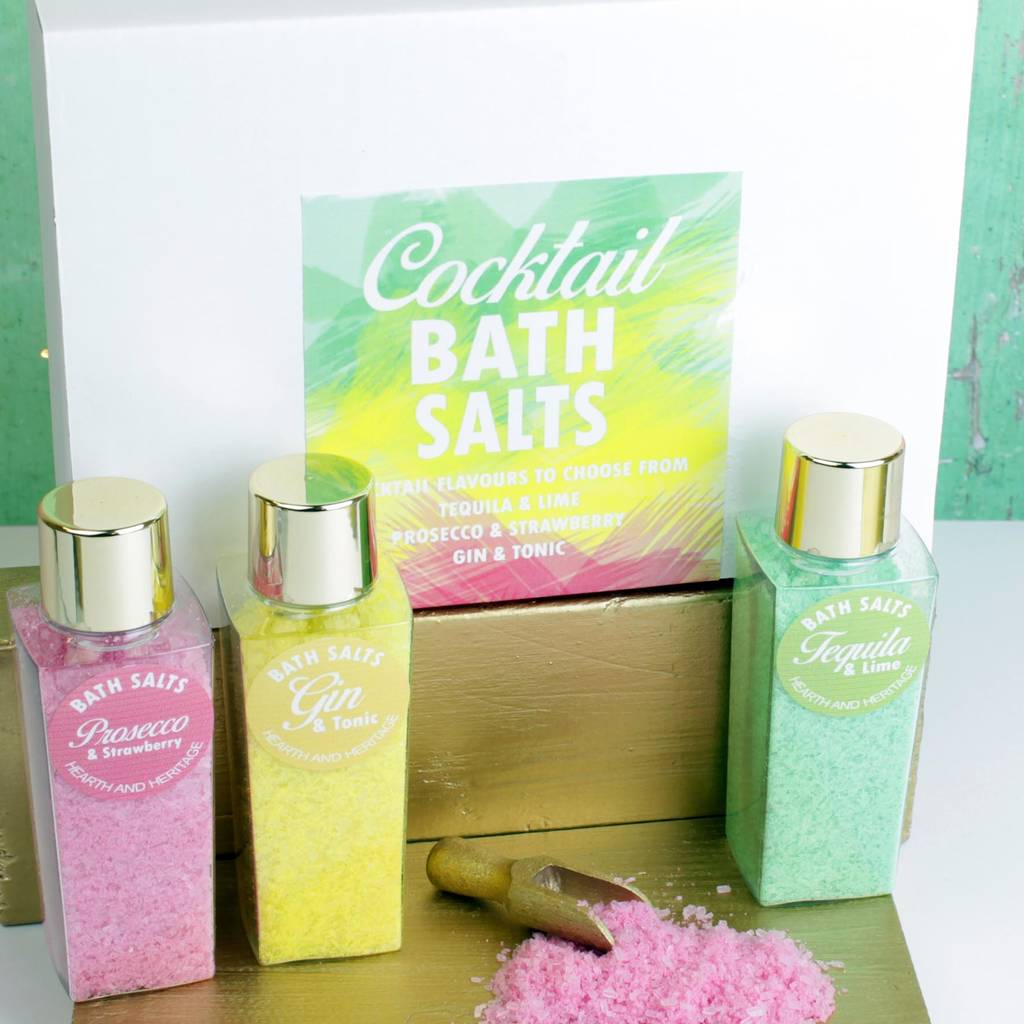 cocktail bath salts set of three in gift box by hearth & heritage