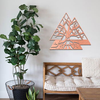 Triangular Tree Of Life Wood Art Modern Room Decor, 3 of 8