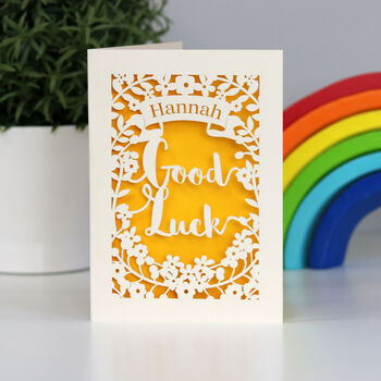 Personalised Papercut Floral Good Luck Card, 3 of 10