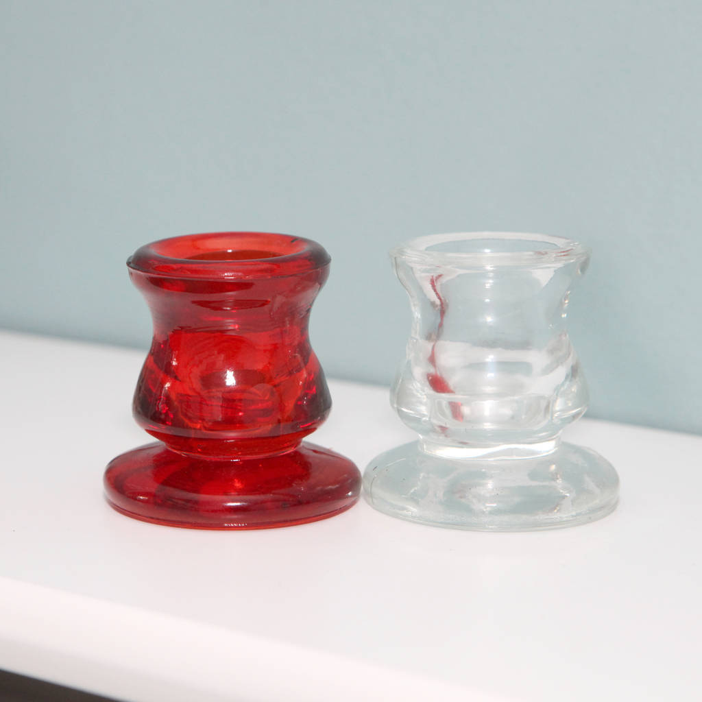 Red Or Clear Glass Candle Holder By red berry apple