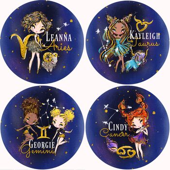 Zodiac Personalised Starsign Compact Mirror, 6 of 8