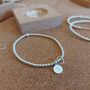 Sterling Silver 925 Personalised Heart Charm Stretch Bead Bracelet, thumbnail 4 of 8