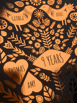 Personalised 9th Copper Anniversary Family Tree Print, 3 of 8