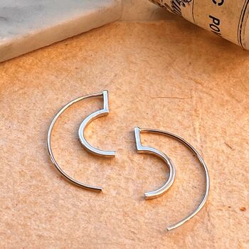 Modern Curved Rose/Gold Plated Silver Drop Earrings, 4 of 9