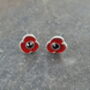 Poppy Red Flower Stud Earrings, thumbnail 2 of 5