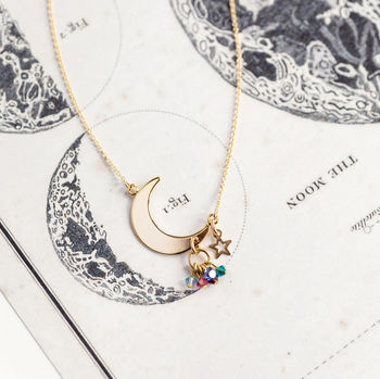 Moon And Star Family Birthstone Charm Necklace, 6 of 10