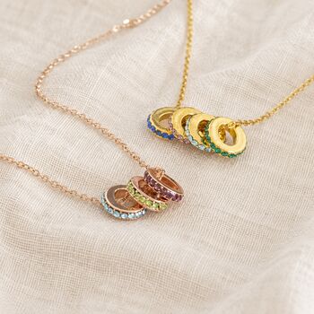 Family Birthstone Rings Necklace, 2 of 9