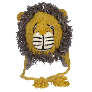 Lion Hand Knitted Woollen Animal Hat, 3 of 4