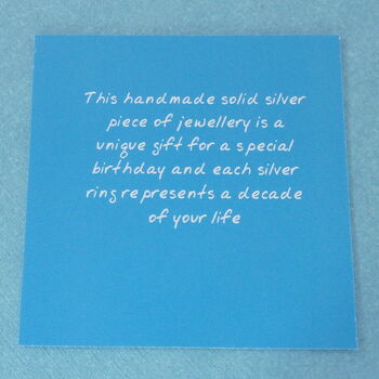 50th Birthday Handmade Silver Rings Bangle, 3 of 5