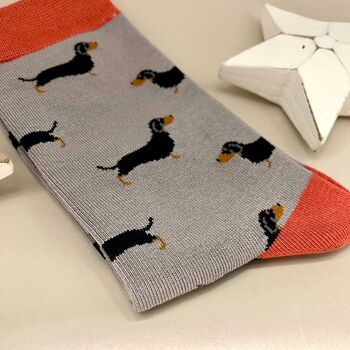 Bamboo Little Sausage Dogs Socks In Grey, 2 of 2