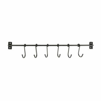 Black Industrial Wall Rail With Six Hooks, 2 of 3