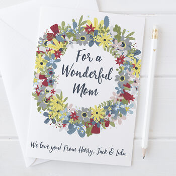 Floral Wreath Personalised Birthday Card For Mum, 4 of 5