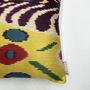 Square Ikat Silk Cushion Yellow And Purple Abstract, thumbnail 3 of 7