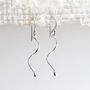 Sterling Silver Dangly Simple Wave Earrings, thumbnail 2 of 3