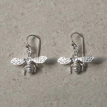Sterling Silver Dangly Bee Earrings, 6 of 7
