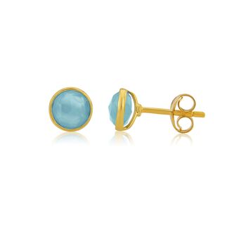 Savanne Gold Plated And Blue Chalcedony Stud Earrings, 3 of 4