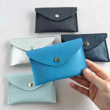 Blue Leather Coin And Card Envelope Purse, 2 of 8