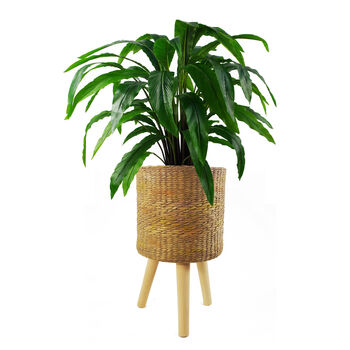 Rattan Effect Composite Planter With Stand, 6 of 12