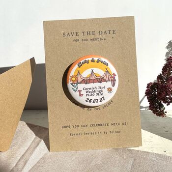 Save The Date Wedding Magnet Retro Tipi, 3 of 5
