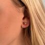 Darcy Nine Carat Rose Gold Slender Heart Earrings, thumbnail 2 of 4
