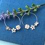 Sterling Silver Flower Wreath Hoop Earrings, thumbnail 2 of 9