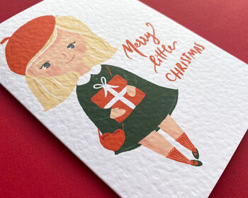 Personalised Little Girl Christmas Greetings Card, 6 of 7