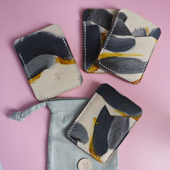 Personalised Grey Pocket Wallet, Hand Painted Design, 2 of 9
