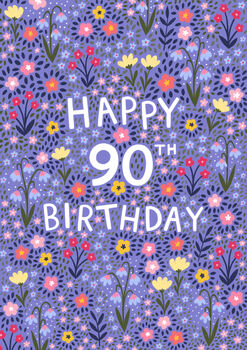 90th Birthday Card For Women, Floral 90th Card, For Her, 4 of 4