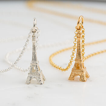 Eiffel Tower Charm Necklace, Sterling Silver Or Gold Plated, 2 of 10
