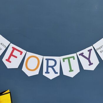 Personalised Forty Birthday Banner : 40th Birthday Party Decoration, 2 of 7