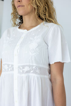 Women's White Cotton Alexandra Personalised Nightdress, 3 of 4