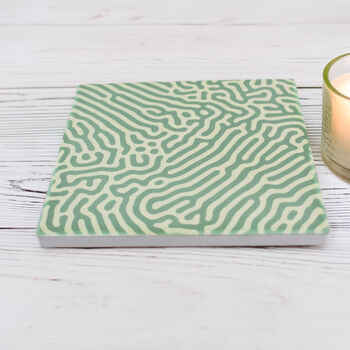 Abstract Green Pattern Ceramic Coaster, Set Of Four, 4 of 7