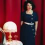 Olivia Dress In French Navy Vintage 1940s Style, thumbnail 3 of 3