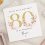 Pink Floral 80th Birthday Card For Nan, thumbnail 1 of 7