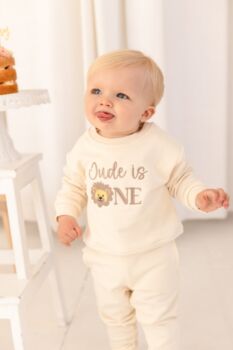 Personalised Embroidered Lion 'One' First Birthday Sweatshirt Jumper, 4 of 6