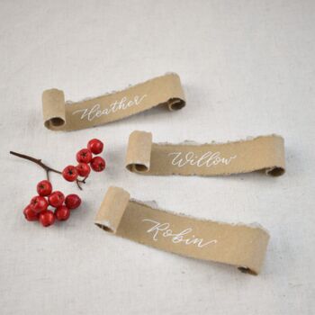 Personalised Christmas Scroll Place Name Cards X 10, 8 of 8