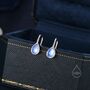 Sterling Silver Pear Shape Moonstone Droplet Drop Hook Earrings, thumbnail 7 of 11